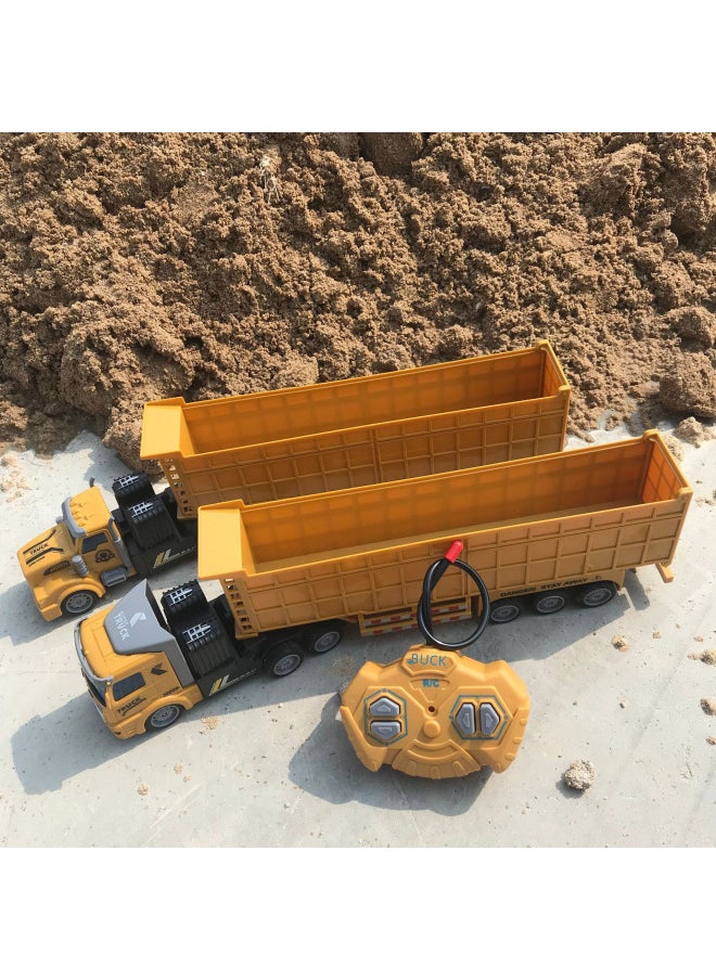 Wireless Remote Control Car Half-trailer Engineering Vehicle Heavy Transport Truck Self-dumping Truck Boys Model Toy-Color:QH200-3D Long Head Oil Tanker-Proportion:Package 1: 1 Lithium Battery 1 Charging Line