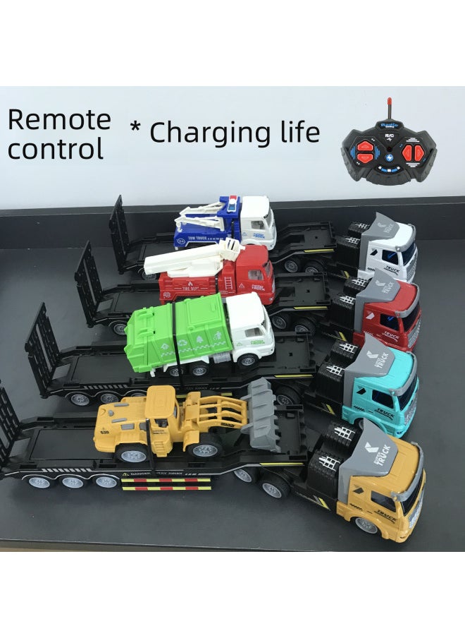 Wireless Remote Control Car Half-trailer Engineering Vehicle Heavy Transport Truck Self-dumping Truck Boys Model Toy-Color:QH200-3D Long Head Oil Tanker-Proportion:Package 1: 1 Lithium Battery 1 Charging Line