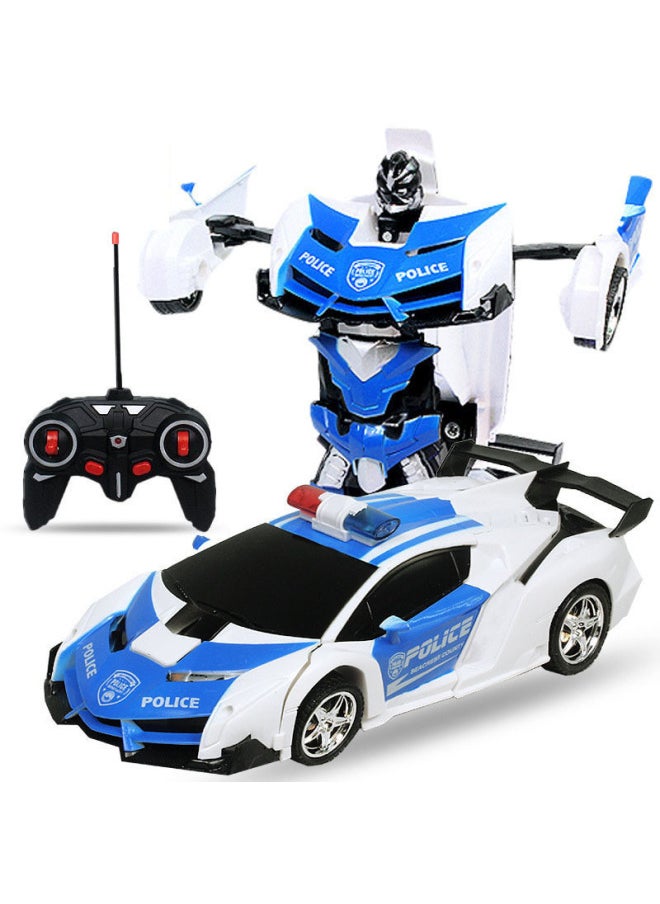 Remote Control Deformation Car Charging Remote Control Car Induction Transformation King Kong Robot Electric Remote Control Car Children's Toy Car-Color:Remote Blue/battery Version-Proportion:1:18 English Packaging