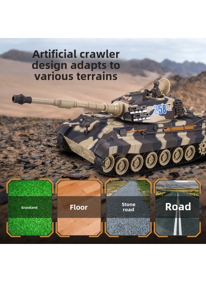 Super-large Tiger King Remote Control Tank Car Can Fire Cannon Battle Simulation Crawler Off-road Vehicle Children Boy Toy Car-Color:Ordinary Tiger King ]-Proportion:1.：20