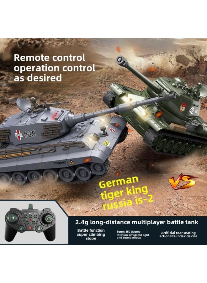 Super-large Tiger King Remote Control Tank Car Can Fire Cannon Battle Simulation Crawler Off-road Vehicle Children Boy Toy Car-Color:Ordinary Tiger King ]-Proportion:1.：20