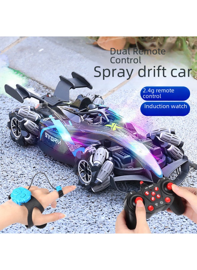 Hand Gesture Sensing Remote Control Car Racing Car Four-wheel Drift Formula Spray Boys Toy-Color:F1 Four-wheel Drive Spray Racing Car  Single Remote Control-Proportion:3 Sets Of Rechargeable Lithium Batteries (can Play For 90 Minutes)
