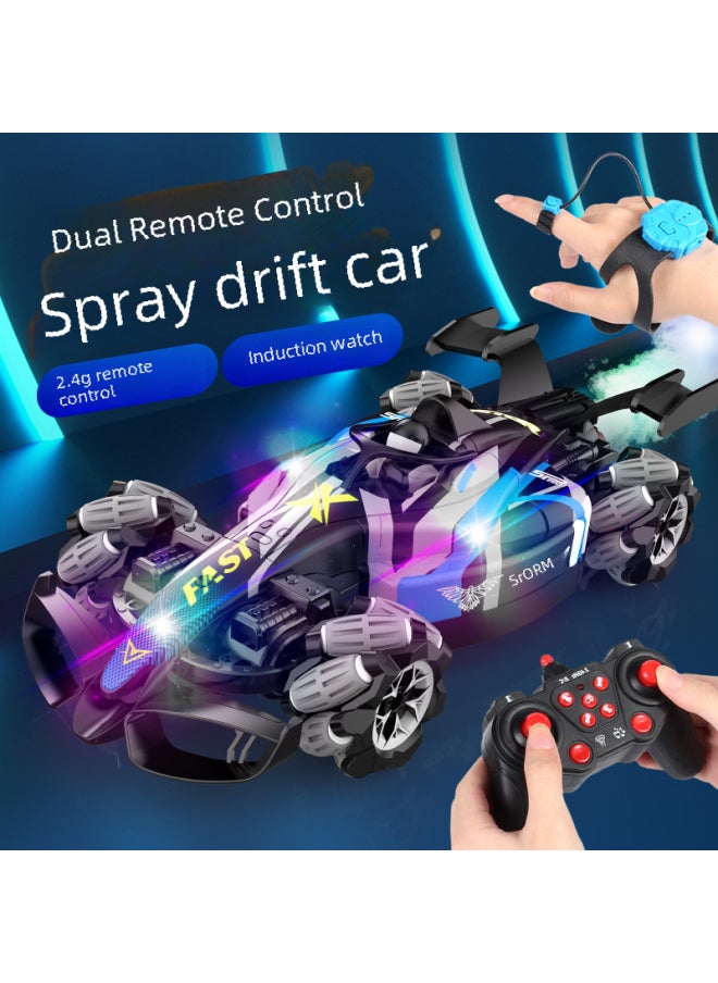 Hand Gesture Sensing Remote Control Car Racing Car Four-wheel Drift Formula Spray Boys Toy-Color:F1 Four-wheel Drive Spray Racing Car  Single Remote Control-Proportion:3 Sets Of Rechargeable Lithium Batteries (can Play For 90 Minutes)