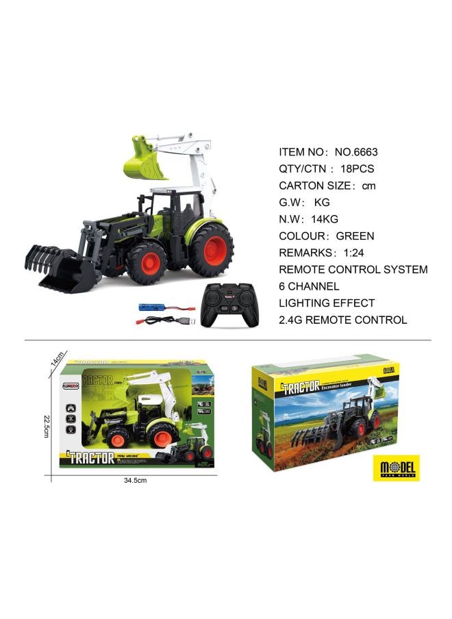 Electric Remote Control Farmer Engineering Vehicle Large Alloy Tractor Harvester Fertilizing Transport Toy Children's Loading Vehicle-Color:6663 Two-way Bulldozer Excavator-Proportion:1：24