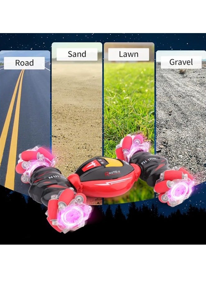 RC Stunt Car,Gesture Sensing Electric Car,4WD Remote Control Car Transform with Light & Music
