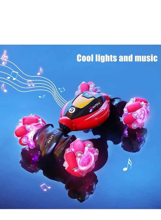 RC Stunt Car,Gesture Sensing Electric Car,4WD Remote Control Car Transform with Light & Music