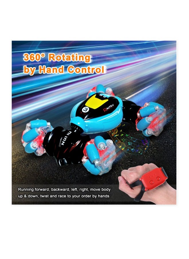 RC Stunt Car,Gesture Sensing Electric Car,4WD Remote Control Car Transform with Light & Music