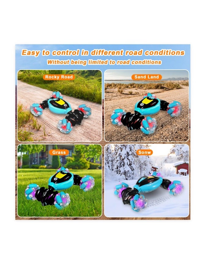 RC Stunt Car,Gesture Sensing Electric Car,4WD Remote Control Car Transform with Light & Music