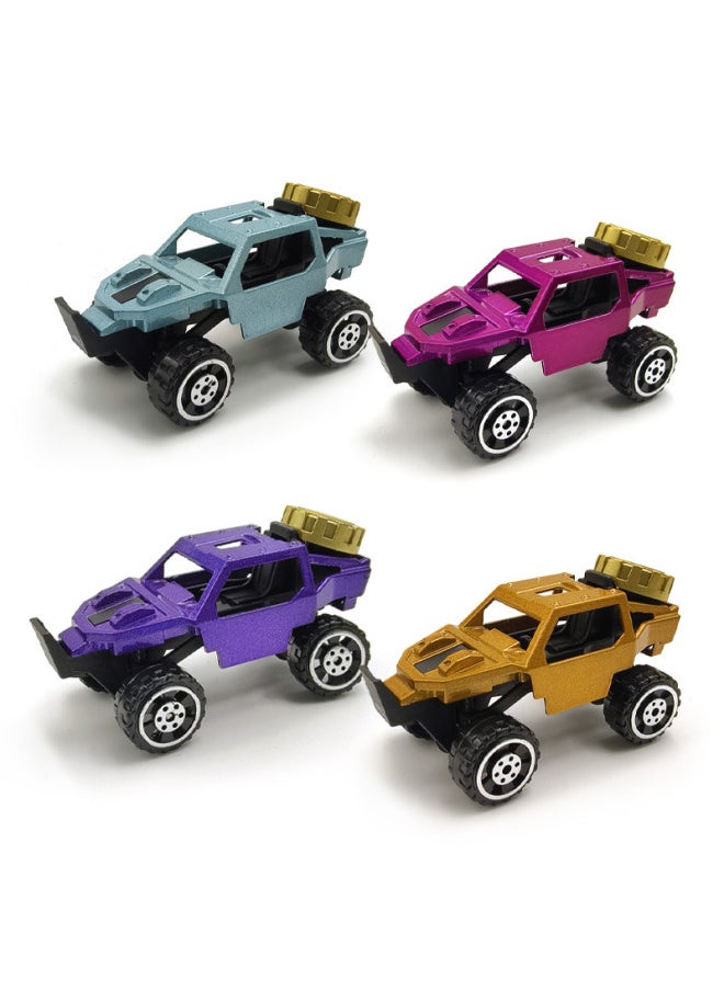 SUV Alloy Car Model Creative Tuhao Gold Pickup Truck Mountain Bike Children's Toys-Color:Single Naked Outfit-local Car Multi-color Mix