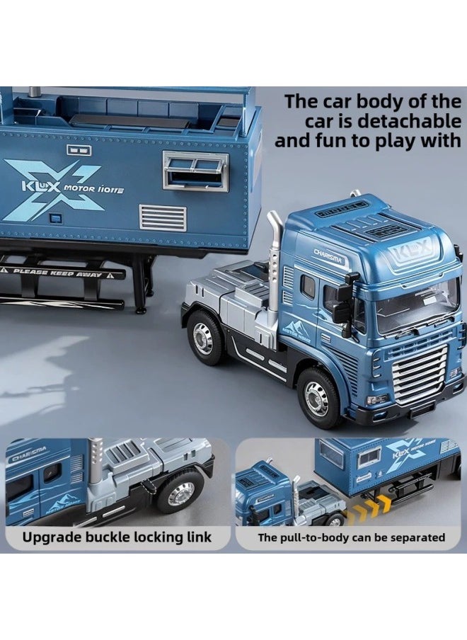 Super Large Alloy Car Saloon Car Simulation Car Camping Big Truck Gift Children's Toy Car Model Multi-door With Sound And Light-Color:Large 39cm Alloy Rv With Light And Sound Effect [blue] Comes With 2 Dolls