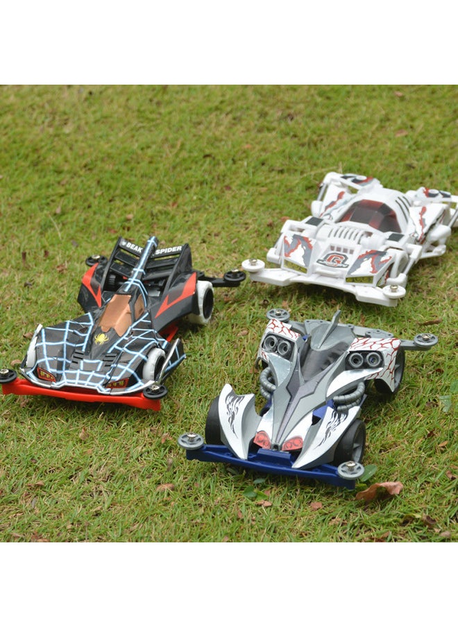 Jiepin Mini 4WD Assembled Model MS Segmented Chassis Inner Shock-absorber Series Mikado Superstar Science And Education Racing Car-Color:Red Big Mac [spray Painted Version]
