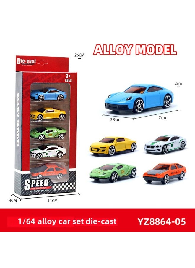 Children's Simulation Alloy Car Toy Car Sliding Sports Car Model Ornaments Decorative Boy Alloy Car Wholesale-Color:8864-05 Alloy Sliding Set (5 Vehicles)