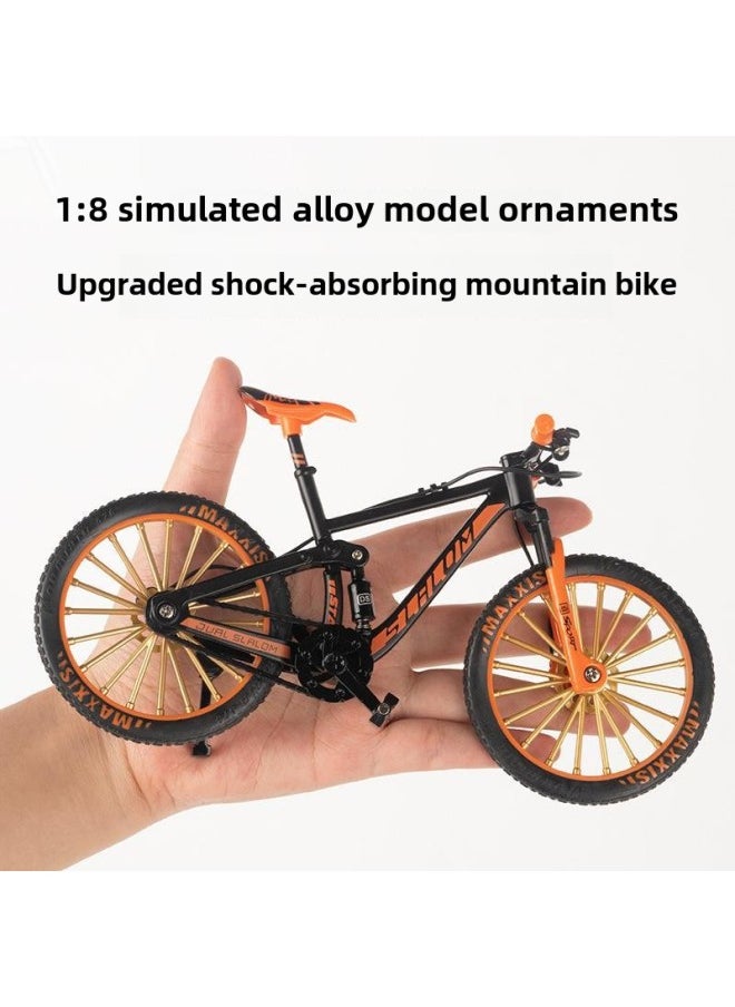 Alloy Bicycle Model Simulation Mountain Bike Speed Drop Car Road Bike Bicycle Ornaments Gift Toys Wholesale-Color:[color Box] Shock Absorbing Mountain Bike Yellow