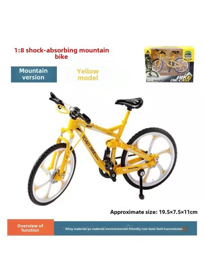 Alloy Bicycle Model Simulation Mountain Bike Speed Drop Car Road Bike Bicycle Ornaments Gift Toys Wholesale-Color:[color Box] Shock Absorbing Mountain Bike Yellow