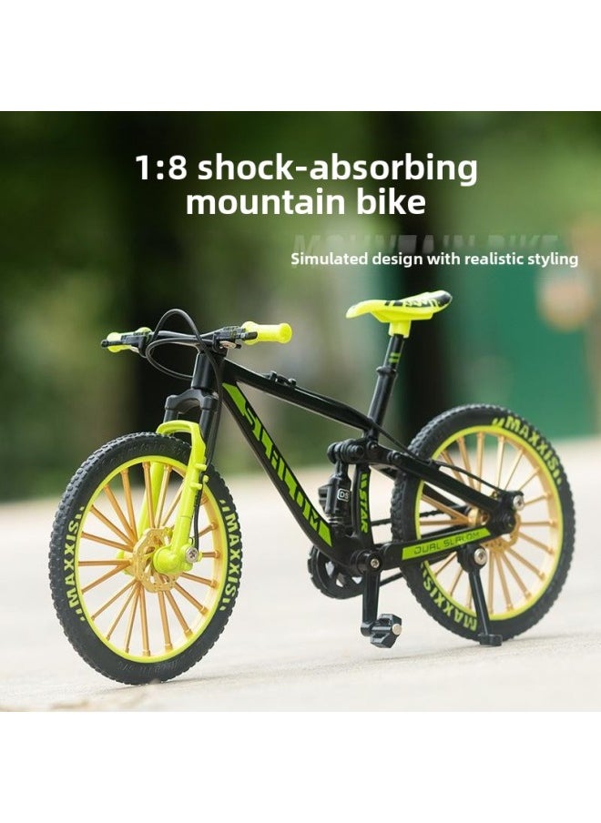 Alloy Bicycle Model Simulation Mountain Bike Speed Drop Car Road Bike Bicycle Ornaments Gift Toys Wholesale-Color:[color Box] Shock Absorbing Mountain Bike Yellow