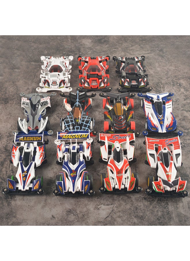 Jiepin Mini 4WD Assembled Model MS Segmented Chassis Inner Shock-absorber Series Mikado Superstar Science And Education Racing Car-Color:Cyclone Charger [assembled] Sticker Version