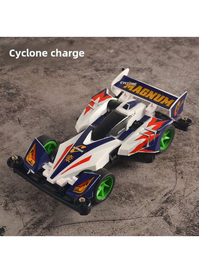 Jiepin Mini 4WD Assembled Model MS Segmented Chassis Inner Shock-absorber Series Mikado Superstar Science And Education Racing Car-Color:Cyclone Charger [assembled] Sticker Version