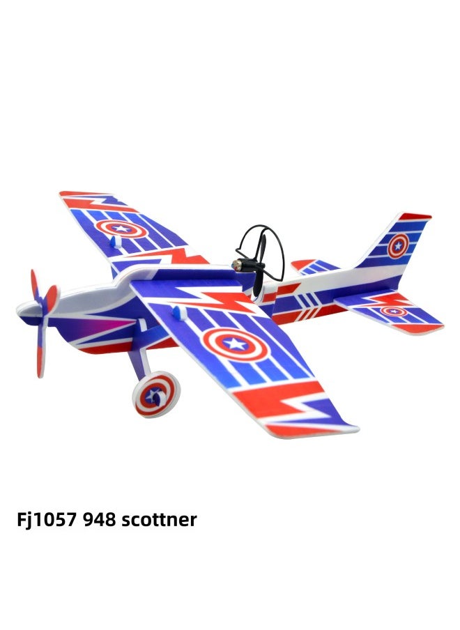Direct Student Research Aircraft To Learn Outdoor Electric Free Aircraft DIY Rubber Swing Machine Model-Color:Ejection Flash Aircraft