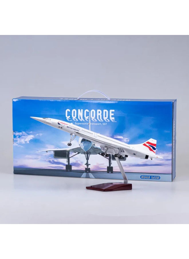 Wheeled With Lights 50cm British Airways Supersonic Concorde British Airways Model Simulation Assembly Collection-Color:Fa Airlines Collaboration With Wheels And Lights