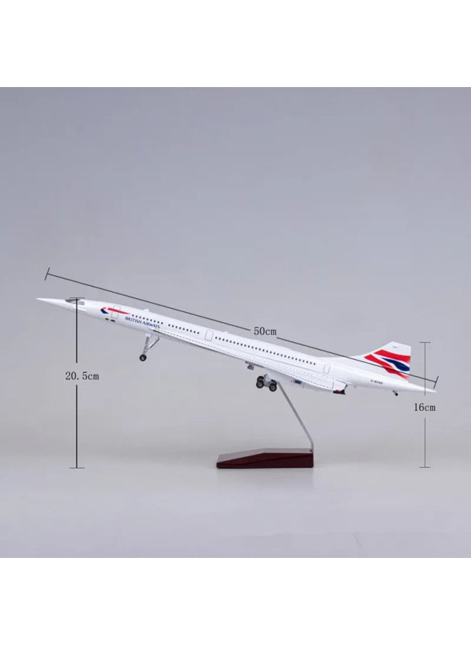Wheeled With Lights 50cm British Airways Supersonic Concorde British Airways Model Simulation Assembly Collection-Color:Fa Airlines Collaboration With Wheels And Lights
