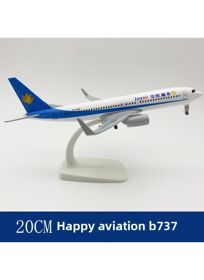 20cm Aircraft Model Alloy Solid Domestic And Foreign Major Aviation Boeing 737 Airbus 380 Ornaments Simulation Model-Color:20cm Happy Aviation