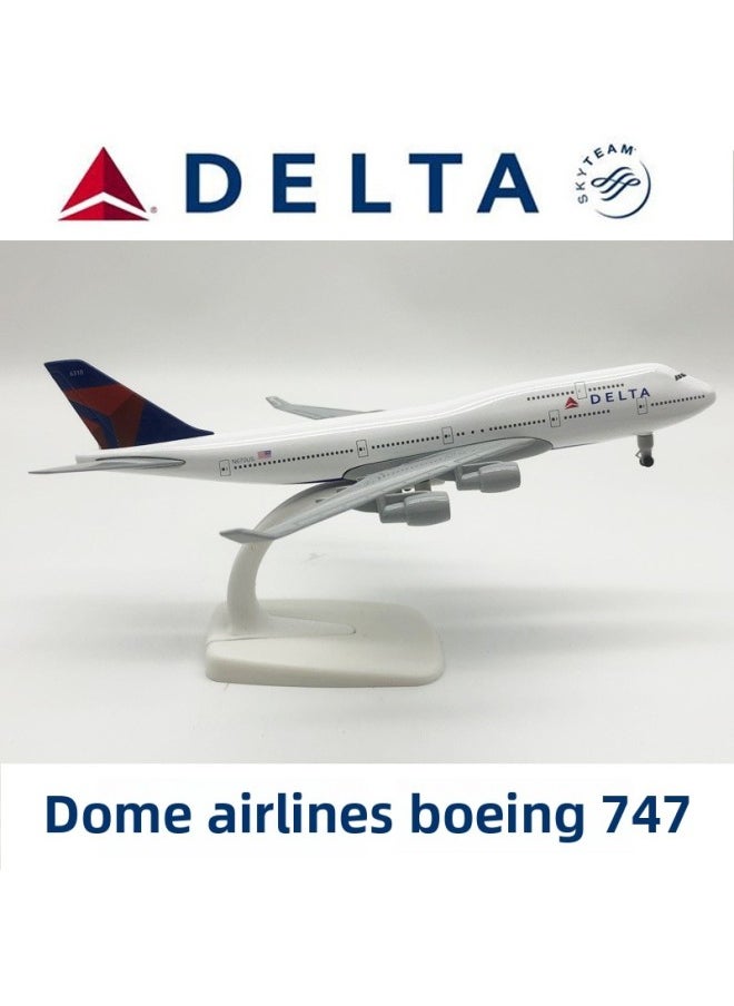 20cm Simulation Aircraft Model Alloy Wheels Static Ornaments Delta Boeing 747 Airplane Model Toy Gift-Color:20cm Delta 747