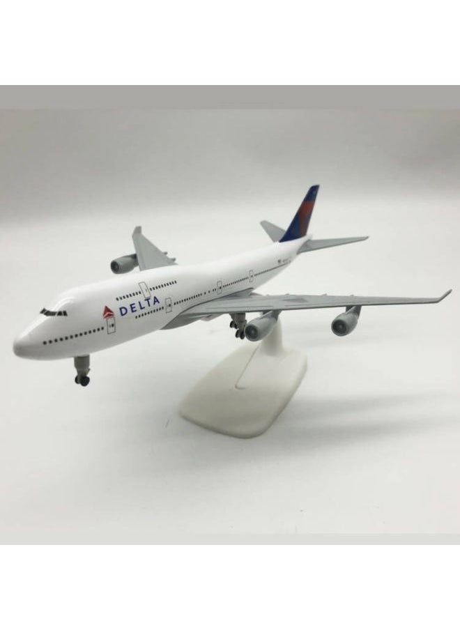 20cm Simulation Aircraft Model Alloy Wheels Static Ornaments Delta Boeing 747 Airplane Model Toy Gift-Color:20cm Delta 747