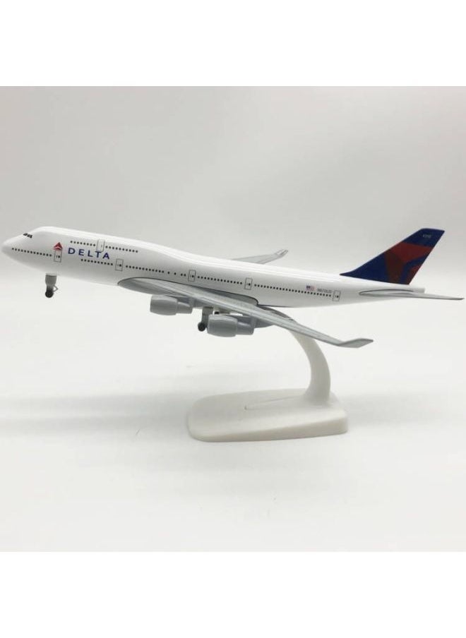 20cm Simulation Aircraft Model Alloy Wheels Static Ornaments Delta Boeing 747 Airplane Model Toy Gift-Color:20cm Delta 747