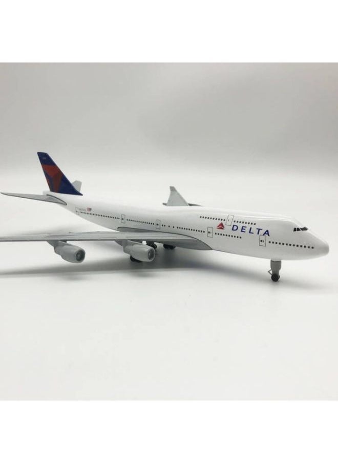 20cm Simulation Aircraft Model Alloy Wheels Static Ornaments Delta Boeing 747 Airplane Model Toy Gift-Color:20cm Delta 747