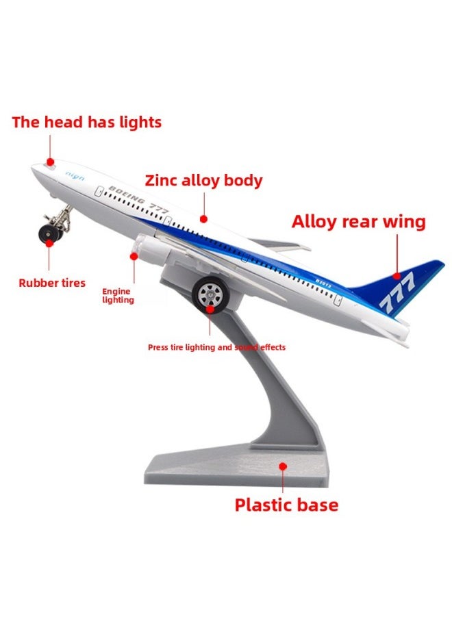 Color Perot Alloy Space Shuttle Model Airbus A380 Boeing 777 C919 Acousto-optic Toy Ornaments-Color:9 Inch A380-China Southern Airlines