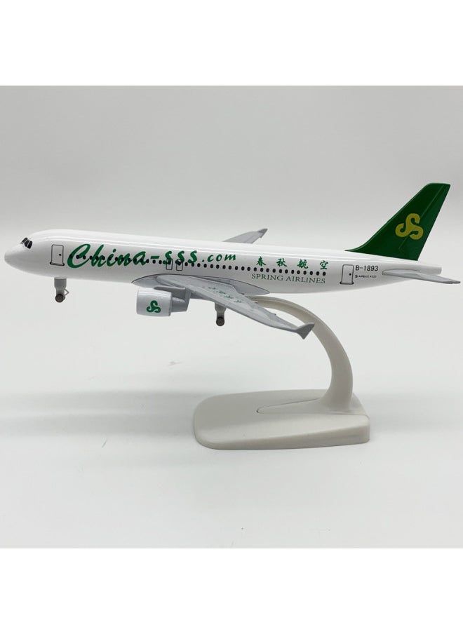 20CM Spring And Autumn Airlines A320 AircrAft Model Alloy With LAnding GeAr Wheel OrnAments ArtificiAl AircrAft Model Toy Gift-Color:20CM Spring And Autumn A320