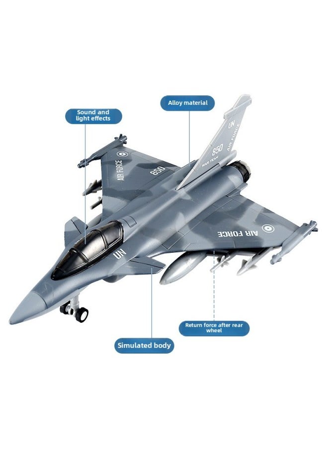 Merkey Alloy Rafale Fighter Attack Aircraft Back Power Sound And Light Toy Airplane Model Bomber Fighter Boxed-Color:Rafale Fighter Blue