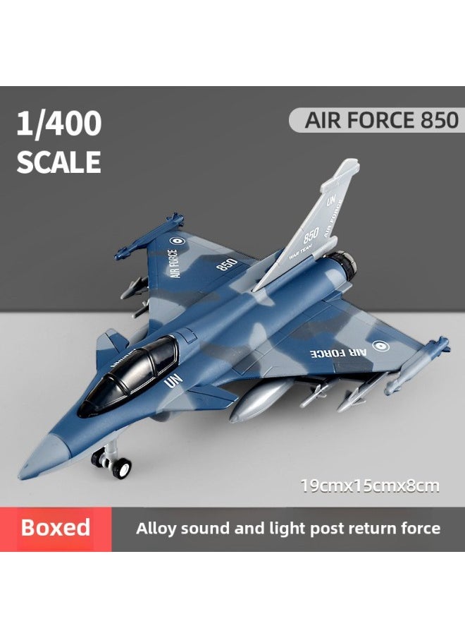 Merkey Alloy Rafale Fighter Attack Aircraft Back Power Sound And Light Toy Airplane Model Bomber Fighter Boxed-Color:Rafale Fighter Blue