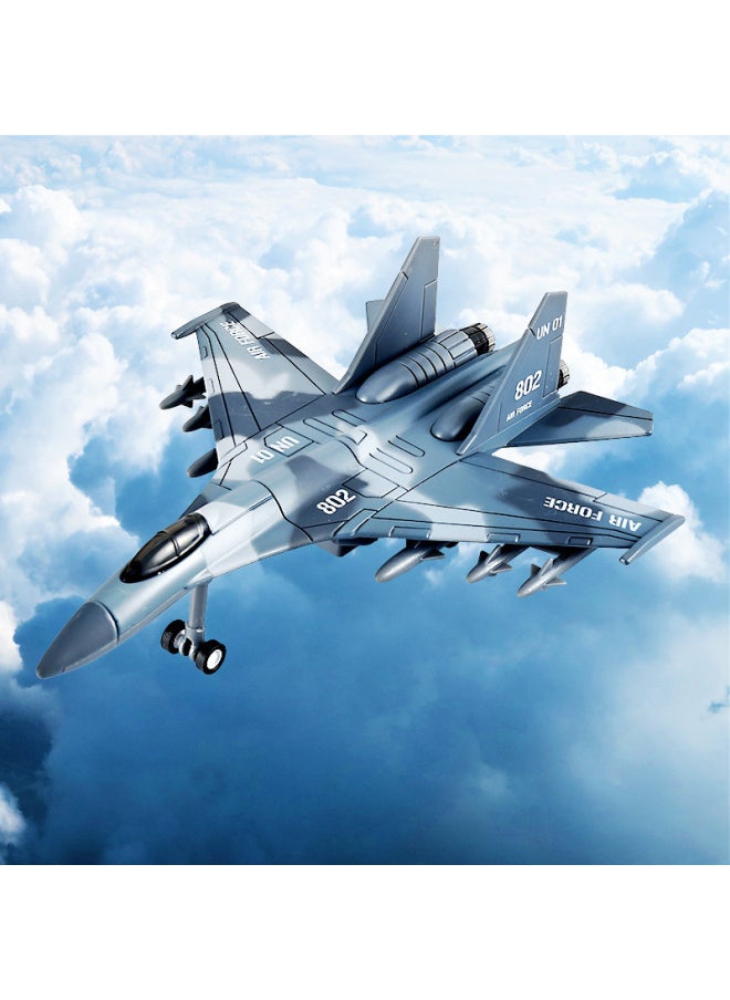 Merkey Alloy Rafale Fighter Attack Aircraft Back Power Sound And Light Toy Airplane Model Bomber Fighter Boxed-Color:Rafale Fighter Blue