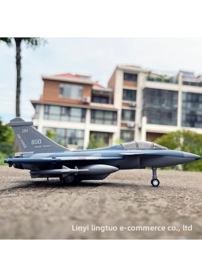 Merkey Alloy Rafale Fighter Attack Aircraft Back Power Sound And Light Toy Airplane Model Bomber Fighter Boxed-Color:Rafale Fighter Blue