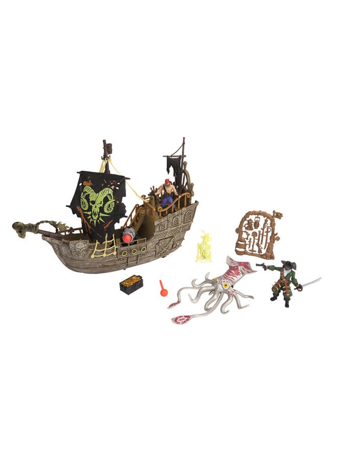 Chap Mei Jidome Pirate Adventures Pirate Ship Octopus Figure Combination Scene Children's Toy 505211-Color:505211 Small Pirate Ship