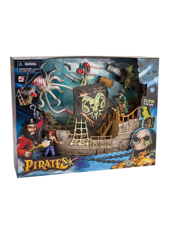 Chap Mei Jidome Pirate Adventures Pirate Ship Octopus Figure Combination Scene Children's Toy 505211-Color:505211 Small Pirate Ship