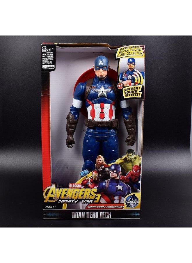 Sound And Light Version Of The Avengers League Movable Iron Man Hulk Captain America Hand Doll Ornaments Model Toy-Color:Captain America