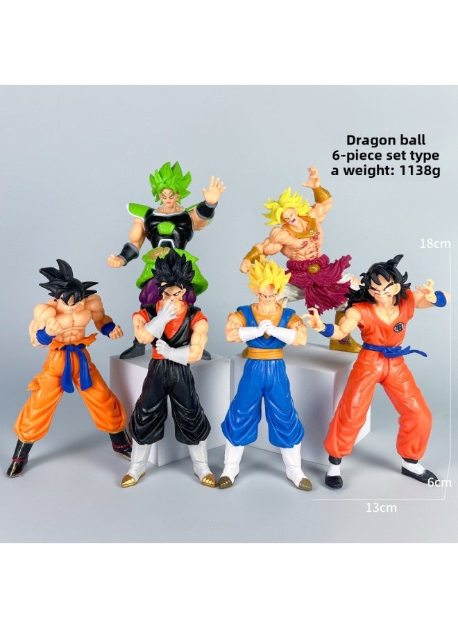 Dragon Ball Hand-run Animation Monkey King Beigit Saiyan Wu Gita Model Ornaments Tide Play Surrounding Batch-Color:Dragon Ball 6-piece Set 9th Generation