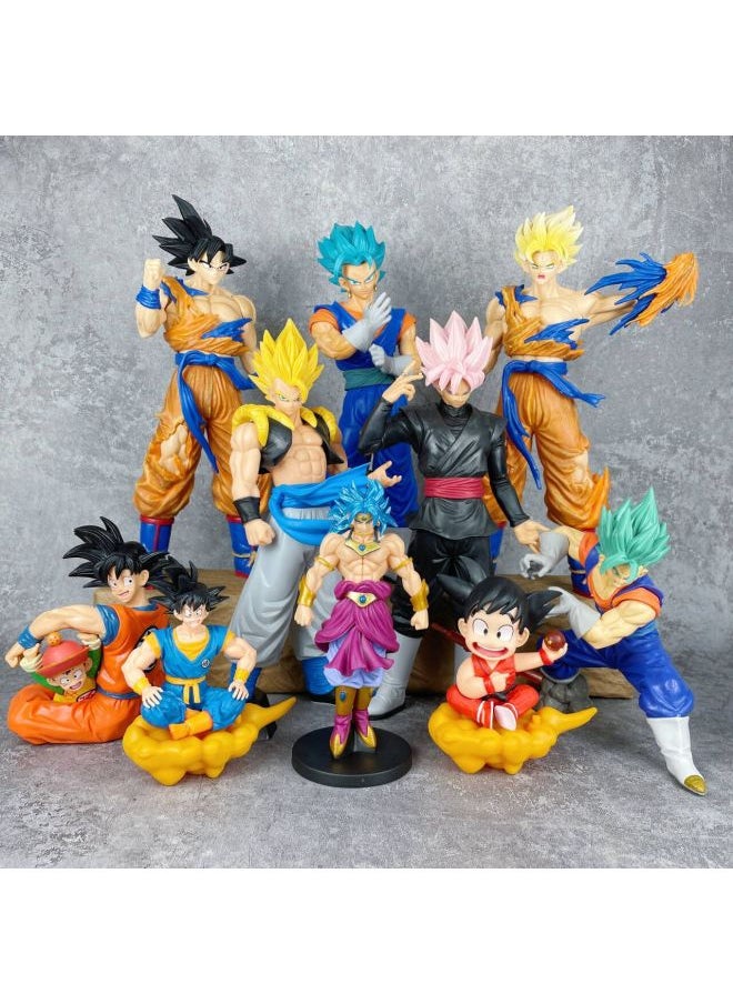 Dragon Ball Hand-run Animation Monkey King Beigit Saiyan Wu Gita Model Ornaments Tide Play Surrounding Batch-Color:Dragon Ball 6-piece Set 9th Generation