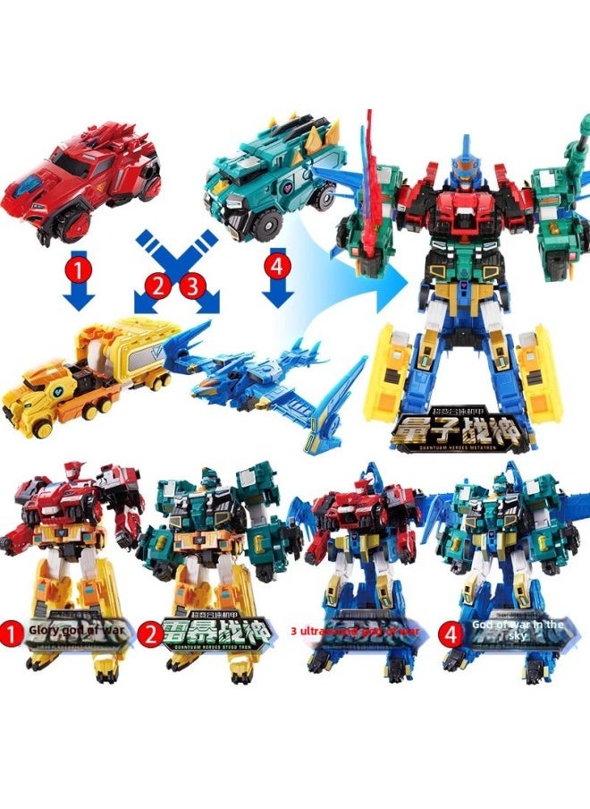 Genuine Quantum Team's Dinosaur Guardian Transfiguration Doll Movable Fit Transfiguration Boys' Toy Fast Dragon Lightning-Color:580811Classic Version Of Flashing Combination  3 Form Interchangeable Combinations