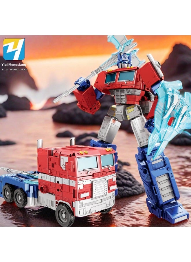Transfiguration Toy Car Robot Alloy Edition King Kong Optimus Prime Wasp Dinosaur Boy Children's Toy Hand-made Model-Color:Alloy Version Of Optimus Warrior ]