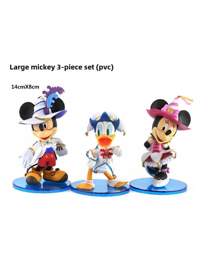 Bizarre Mickey Minnie Mickey Mouse Tide Play Hand-made Doll Ornaments Engagement Valentine's Day Proposal Cake Decoration Ornaments-Color:Large Mickey 3-piece Set (pvc)