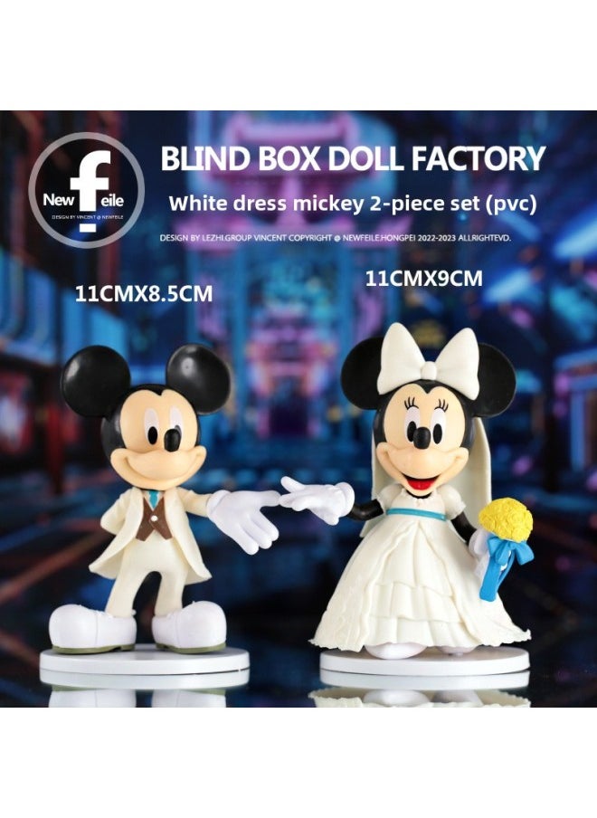 Bizarre Mickey Minnie Mickey Mouse Tide Play Hand-made Doll Ornaments Engagement Valentine's Day Proposal Cake Decoration Ornaments-Color:Large Mickey 3-piece Set (pvc)