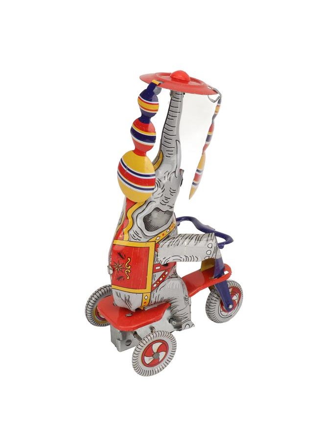 Elephant On Tricycle Tin Toy Retro Iron Handmade Clockwork for Collection