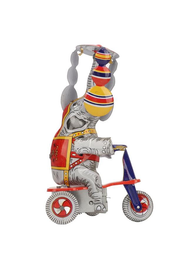Elephant On Tricycle Tin Toy Retro Iron Handmade Clockwork for Collection