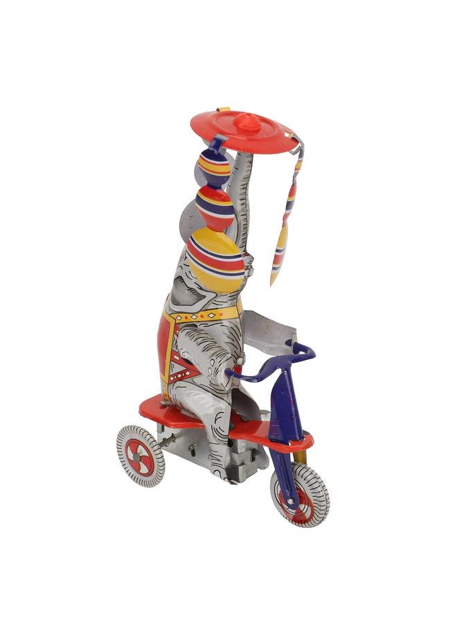 Elephant On Tricycle Tin Toy Retro Iron Handmade Clockwork for Collection