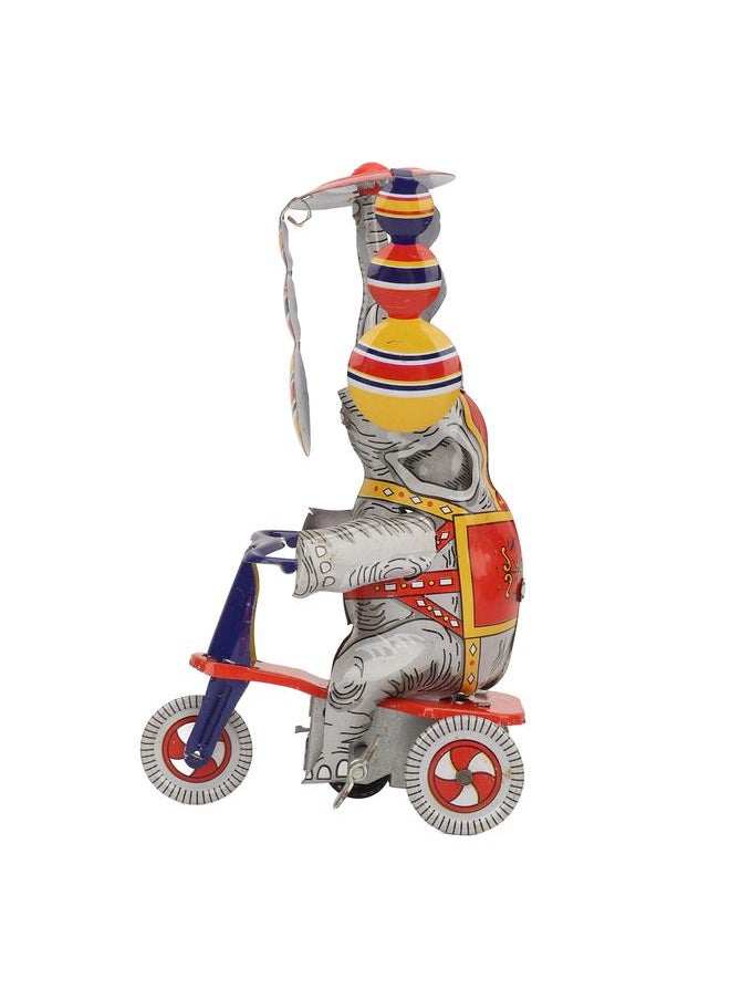 Elephant On Tricycle Tin Toy Retro Iron Handmade Clockwork for Collection