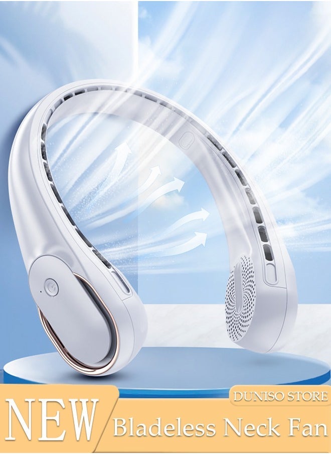 Portable Neck Fan, Hands Free Bladeless Neck Fan, 3 Speeds Adjustable USB Rechargeable Battery Powered Personal Neck Fan for Office, Travel, Sports, Household, Outdoor