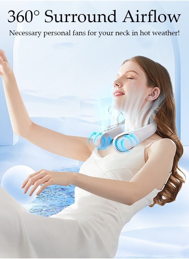 Portable Neck Fan, Hands Free Bladeless Neck Fan, 3 Speeds Adjustable USB Rechargeable Battery Powered Personal Neck Fan for Office, Travel, Sports, Household, Outdoor